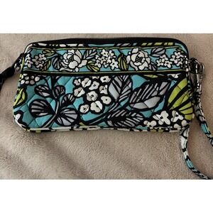 Vera Bradley Island Bloom Accordian Wristlet Wallet Floral Leaves